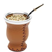 Los mejores  - BALIBETOV Mate Argentino - Set de Mate de Vidrio Forrado en Cuero - Alternativa Mate de Calabaza - con Bombilla (Sorbete…